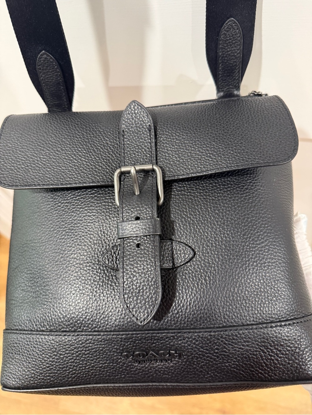 Coach Hudson Messenger - Black Pebbled Leather Crossbody